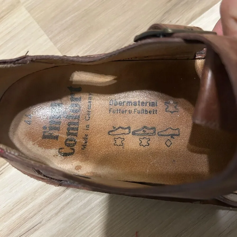 Finn Comfort Waldi Fisherman Sandals Mens EU 44 US 10.5 Brown Leather Buckle